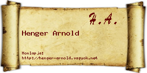 Henger Arnold névjegykártya